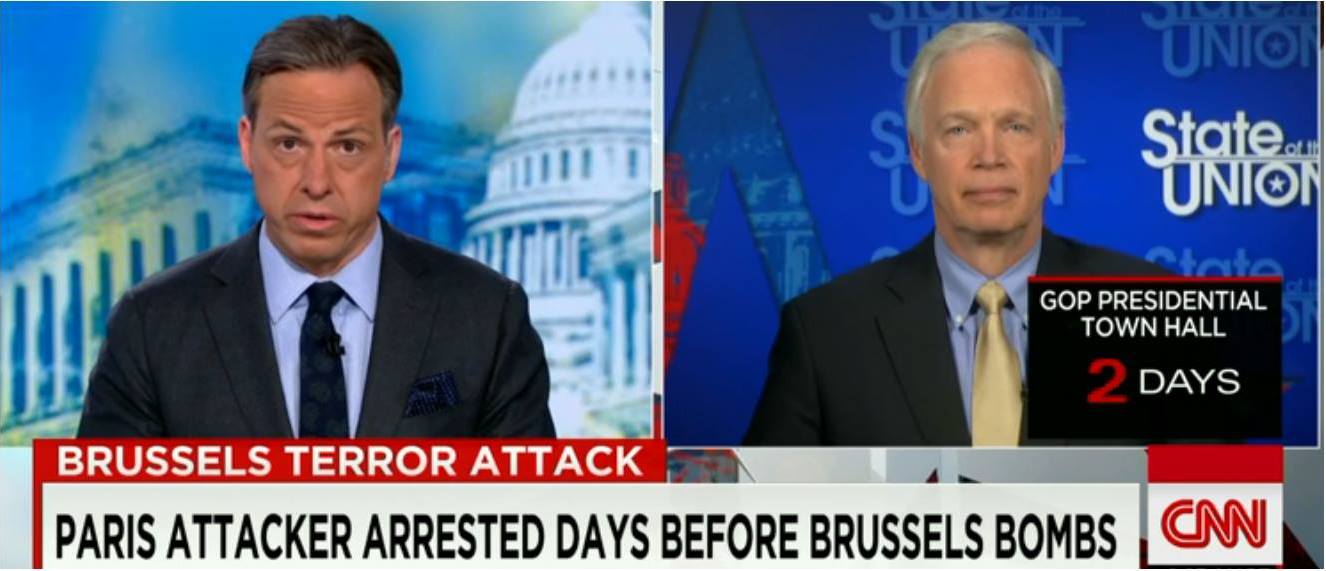 Chủ tịch ủy ban An ninh quốc gia Mỹ Ron Johnson trong buổi phỏng vấn với CNN. Ảnh: CNN