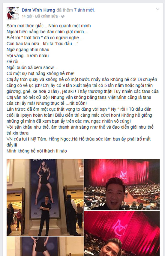 Đ&agrave;m Vĩnh Hưng đ&atilde; c&oacute; ph&aacute;t ng&ocirc;n g&acirc;y sốc tr&ecirc;n trang c&aacute; nh&acirc;n của m&igrave;nh