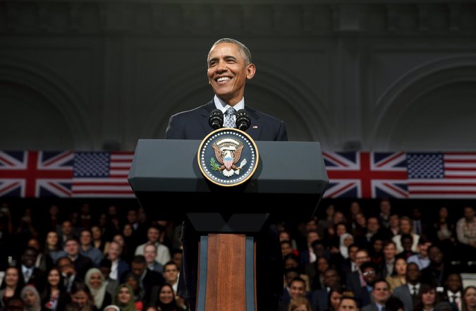 &Ocirc;ng Obama đ&atilde; c&oacute; cuộc gặp tại Royal Horticultural Halls (Anh) v&agrave;o ng&agrave;y thứ 7