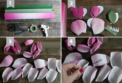 C&aacute;ch l&agrave;m hoa giấy rất đơn giản, đầu ti&ecirc;n cắt c&aacute;c c&aacute;nh hoa theo mẫu