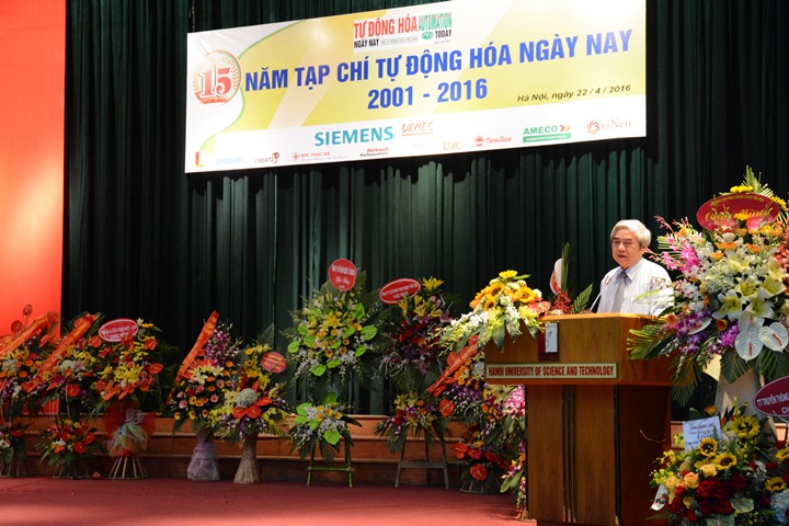 &Ocirc;ng Nguyễn Qu&acirc;n, Chủ tịch Hội tự động h&oacute;a Việt Nam ph&aacute;t biểu tại buổi lễ.