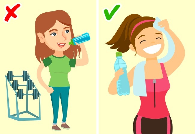 Khi tập tuyện ở cường độ cao tr&aacute;nh uống nước nhiều 