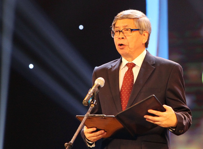 GS. Đặng Vũ Minh, Chủ tịch Li&ecirc;n hiệp c&aacute;c Hội Khoa học Kỹ thuật Việt Nam ph&aacute;t biểu tại buổi Lễ 