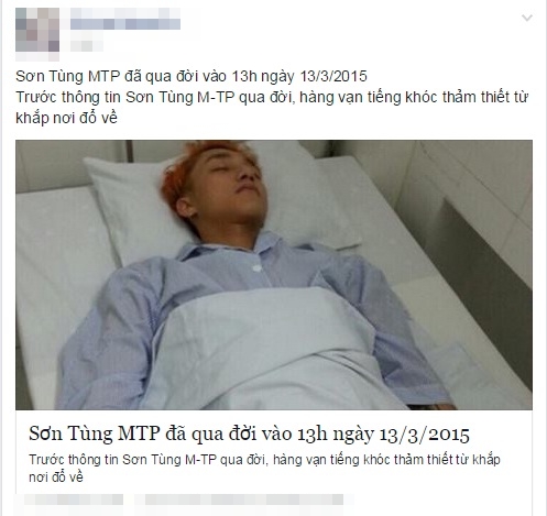 Sơn T&ugrave;ng M-TP bị tung tin đồn thất thiệt, độc địa tr&ecirc;n Facebook