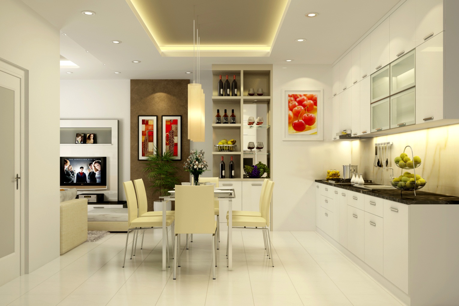 Ph&ograve;ng bếp với t&ocirc;ng m&agrave;u s&aacute;ng gi&uacute;p ng&ocirc;i nh&agrave; rộng r&atilde;i 