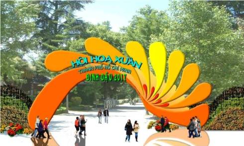  Phối cảnh cổng ra v&agrave;o của Hội hoa xu&acirc;n tết Đinh Dậu 2017