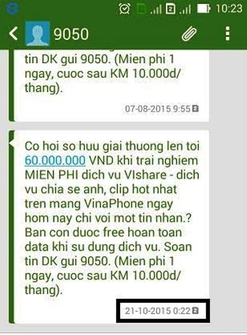 tin nhắn r&aacute;c của vinaphone
