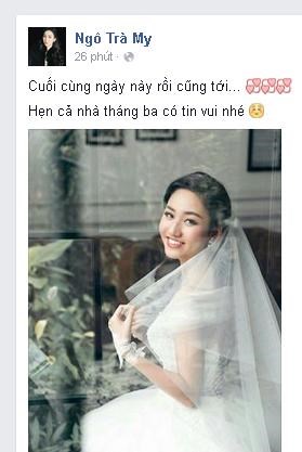 &Aacute; hậu Tr&agrave; My &lsquo;khoe&rsquo; ảnh cưới khiến fan ngỡ ng&agrave;ng