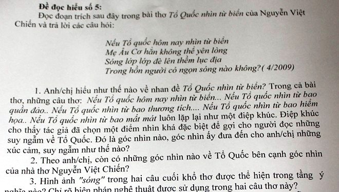 Đề thi đề t&agrave;i biển Đ&ocirc;ng của học sinh lớp 12 D1 trường THPT Chu Văn An  -HN