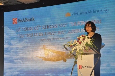 Lê Thu Thủy phát biểu với cương vị Phó Tổng giám đốc SeABank. Lê Thu Thủy phát biểu với cương vị Phó Tổng giám đốc SeABank.