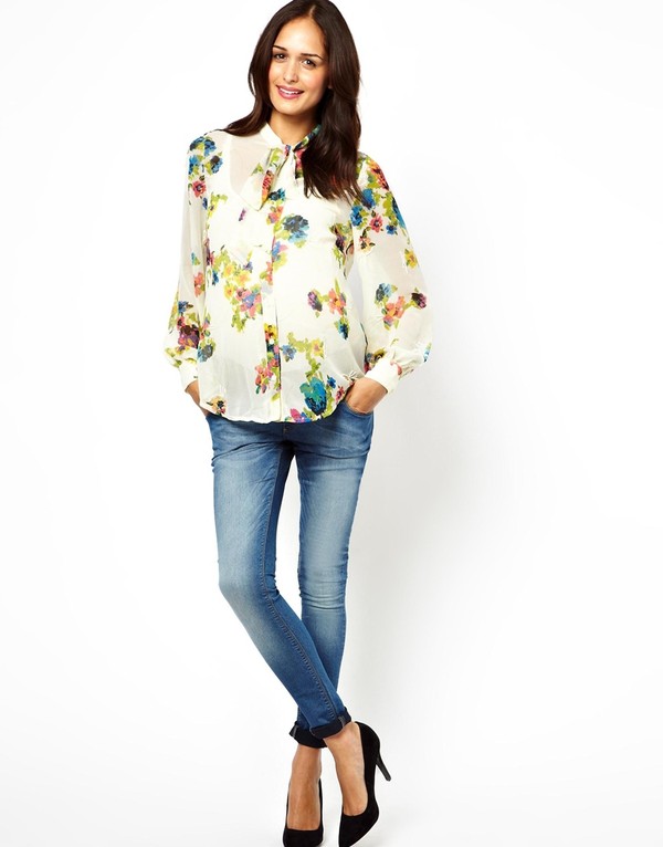 &Aacute;o d&aacute;ng rộng oversize v&agrave; quần skinny thời thượng cho b&agrave; bầu