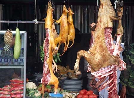 b&aacute;n thịt th&uacute; rừng ở ch&ugrave;a Hương