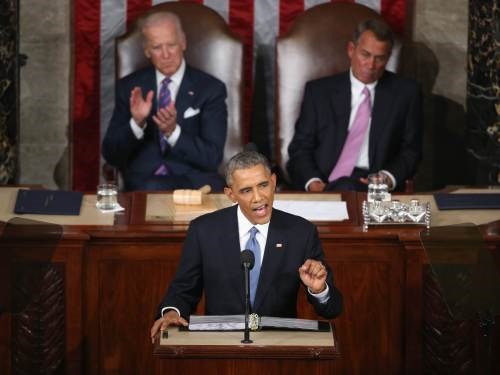 Lần đầu ti&ecirc;n trong nhiệm kỳ của m&igrave;nh, &ocirc;ng Barack Obama ph&aacute;t biểu trước một quốc hội do phe Cộng h&ograve;a kiểm so&aacute;t