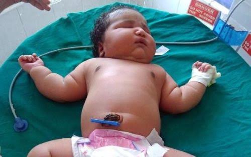 B&eacute; g&aacute;i sơ sinh 6,8kg vừa ch&agrave;o đời ở Ấn Độ. Ảnh: Telegraph