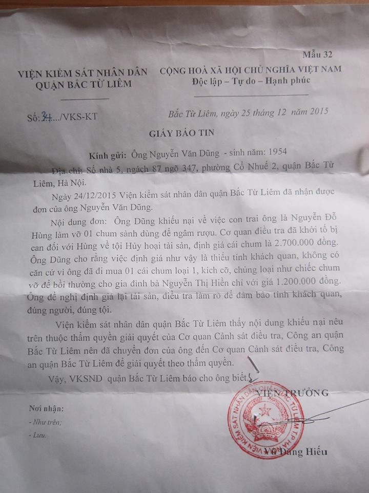 Bị khởi tố h&igrave;nh sự v&igrave; tội l&agrave;m vỡ c&aacute;i chum
