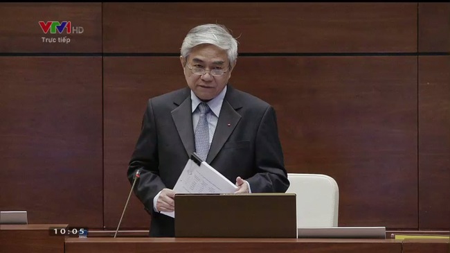Bộ trưởng Bộ Khoa học v&agrave; C&ocirc;ng nghệ Nguyễn Qu&acirc;n trả lời chất vấn