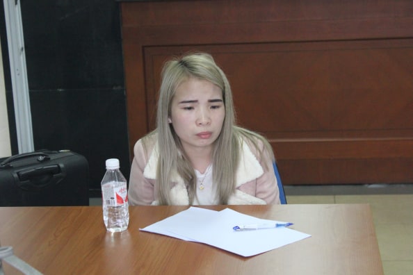 Đối tượng Thắm tại cơ quan điều tra