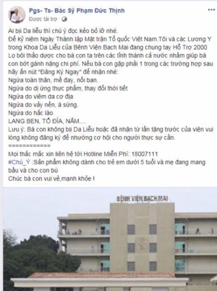Giả mạo nh&acirc;n vi&ecirc;n Khoa Da liễu BV Bạch Mai để lừa đảo người bệnh