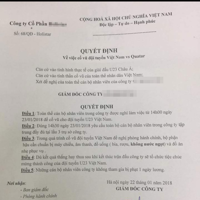nhan-vien-khong-tham-gia-co-vu-u23-viet-nam-se-bi-phat-mot-ngay-luong
