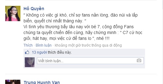 C&aacute;c Fan lu&ocirc;n ủng hộ Phương Mỹ Chi trong mọi trường hợp