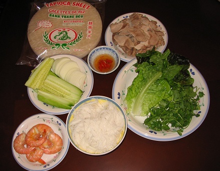 Nguy&ecirc;n liệu l&agrave;m gỏi cuốn t&ocirc;m thịt rất dễ mua