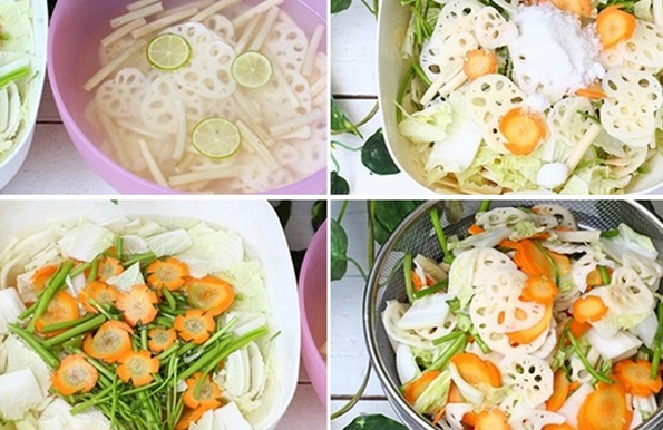 Vị cay cay, ngọt ngọt, chua chua của kim chi ng&oacute; sen rất dễ ăn với cơm