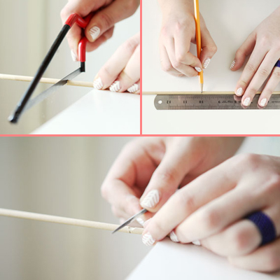 Ở que 50cm, d&ugrave;ng b&uacute;t ch&igrave; đ&aacute;nh dấu ngay ch&iacute;nh giữa que