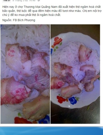 H&agrave;ng loạt trang Facebook chia sẻ b&agrave;i viết về vụ việc thịt lợn đỏ như m&aacute;u ở Quảng Nam