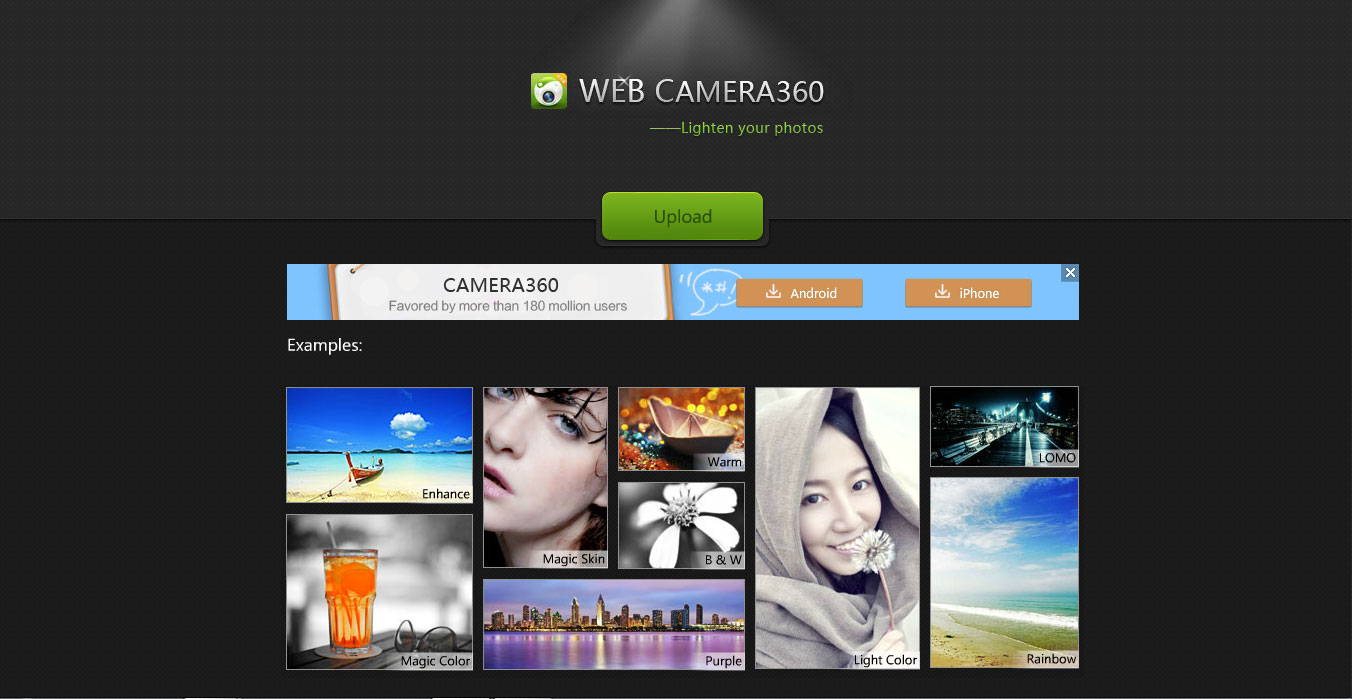 Camera360 cũng c&oacute; phi&ecirc;n bản chỉnh sửa ảnh online với t&iacute;nh năng đa dạng