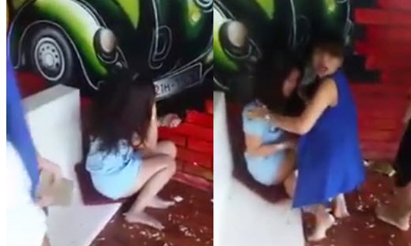H&igrave;nh ảnh cắt từ clip đ&aacute;nh ghen của người vợ chưa cưới tại Y&ecirc;n B&aacute;i 