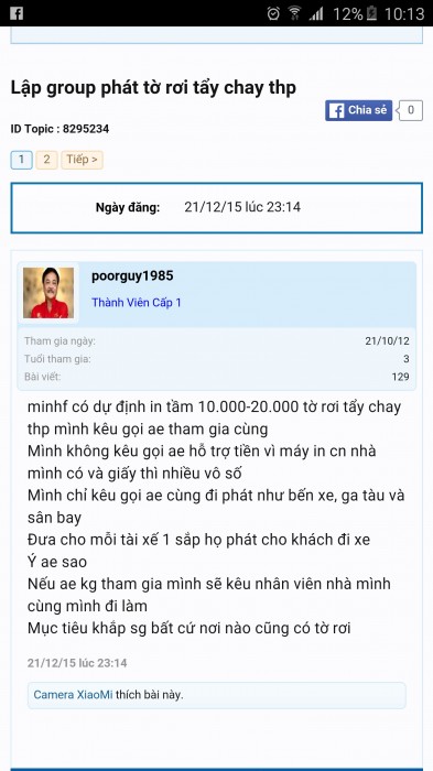 Một trong những lời k&ecirc;u gọi tổ chức tẩy tay T&acirc;n Hiệp Ph&aacute;t.
