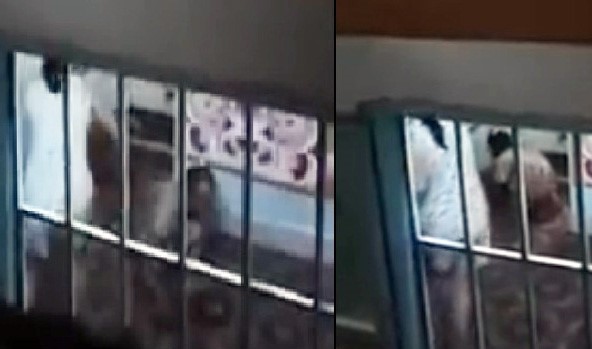 N. d&ugrave;ng chổi quật cụ Nh&agrave;n li&ecirc;n tiếp trong clip con bạo h&agrave;nh mẹ d&atilde; man
