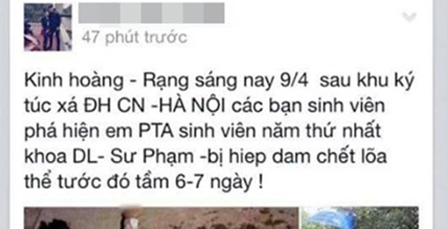 C&ocirc;ng an H&agrave; Nội hiện đang điều tra l&agrave;m r&otilde; vụ việc tung tin đồn v&ocirc; căn cứ tr&ecirc;n Facebook