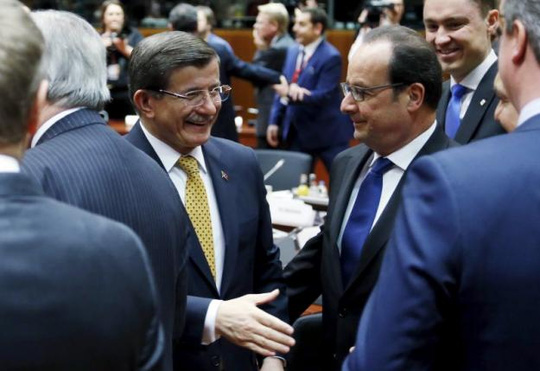 Tổng thống Thổ Nhĩ Kỳ Erdogan trong buổi k&yacute; kết thỏa thuận với EU tạ Bỉ