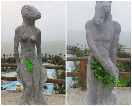 Tượng 12 con gi&aacute;p ở Hải Ph&ograve;ng: Hết bikini, ch&ugrave;m nho che th&acirc;n... giờ cấm lu&ocirc;n trẻ em