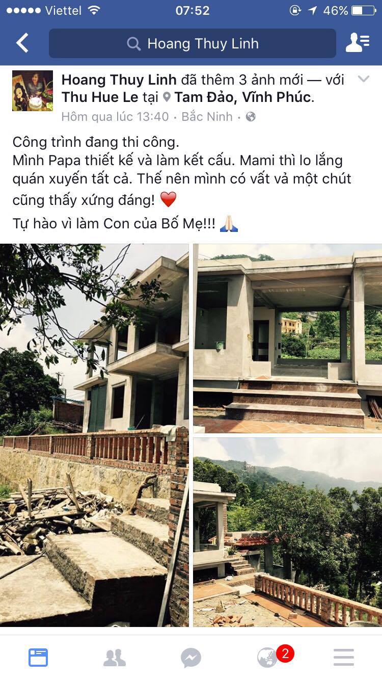 Ho&agrave;ng Th&ugrave;y Linh khoe căn biệt thự đang x&acirc;y của gia đ&igrave;nh