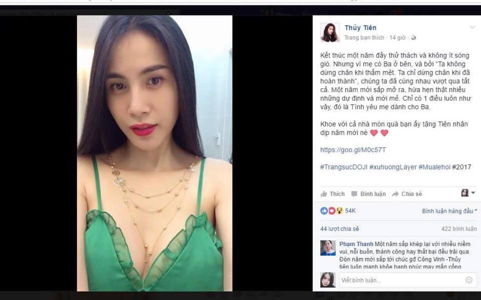 Bất ngờ với m&oacute;n qu&agrave; C&ocirc;ng Vinh tặng Thủy Ti&ecirc;n nh&acirc;n dịp năm mới
