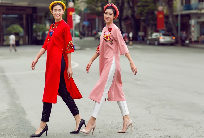 Mỹ Linh, Thanh T&uacute; dịu d&agrave;ng trong bộ ảnh &aacute;o d&agrave;i ng&agrave;y Tết