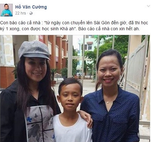 Hồ Văn Cường h&aacute;o hức khoe th&agrave;nh t&iacute;ch học tập tr&ecirc;n trang c&aacute; nh&acirc;n