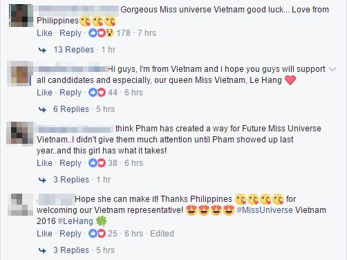 Lệ Hằng xuất hiện tr&ecirc;n fanpage ch&iacute;nh thức của Miss Universe 2016