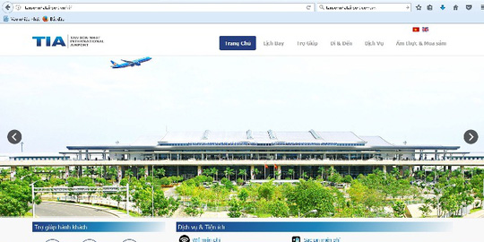 Trang chủ của website s&acirc;n bay T&acirc;n Sơn Nhất đ&atilde; hoạt động trở lại b&igrave;nh thường. 