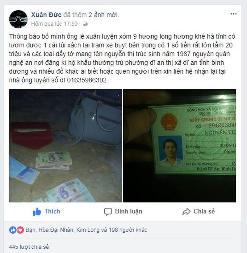 nhat-duoc-tui-dung-nua-cay-vang-va-khoan-tien-lon-cu-ong-len-facebook-tim-nguoi-tra-lai