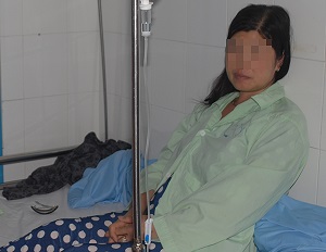 H&igrave;nh ảnh bệnh nh&acirc;n nhập viện sau khi ăn b&aacute;nh m&igrave;. Ảnh: Q.D