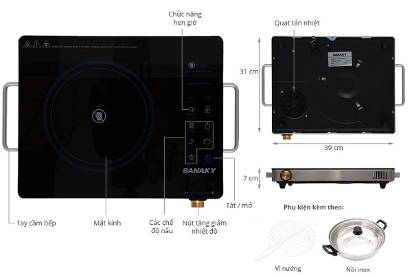 Cấu tạo của bếp hồng ngoại Sanaky AT - 2524HGN