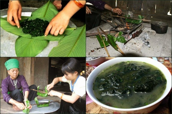 Rêu nướng không thể thiếu trong bữa ăn của người dân tộc Tày, ở xã Xuân Giang. Món ăn là đặc sản Hà Giang lạ miệng, ăn ngon lại bổ. Rêu được lấy ở những khe đá dưới suối, rêu tươi được họ đem rửa sạch, vò hết nhớt, xé tơi và tẩm gia vị, sau đó gói trong những chiếc lá dong xanh tươi, gói lại chặt bằng dây lạt tre. Gói rêu sẽ được nướng cho tới khi chín thơm, có tác dụng lưu thông khí huyết, giải độc, giải nhiệt, ổn định huyết áp và tăng cường sức đề kháng.