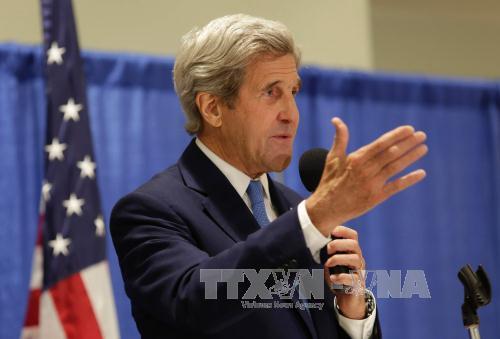 Ngoại trưởng Mỹ John Kerry ph&aacute;t biểu tại Sterling, Virginia ng&agrave;y 20/6. Ảnh: AFP/TTXVN