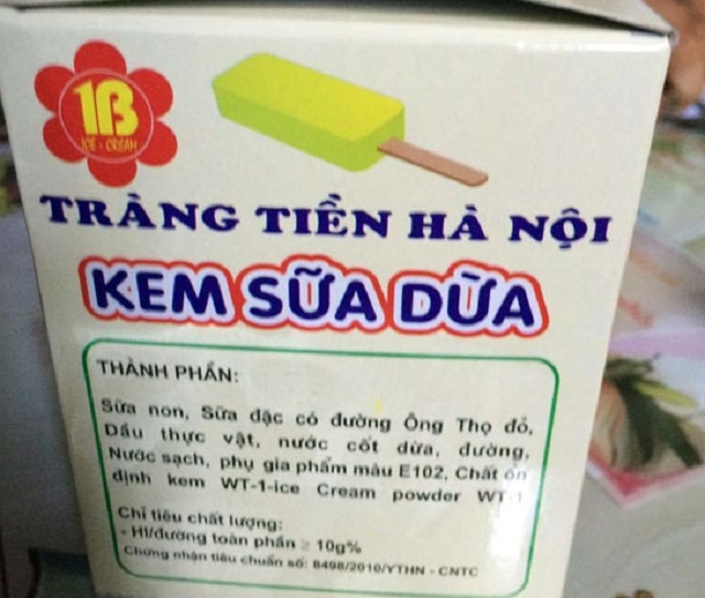 Hộp kem mang thương hiệu Tr&agrave;ng Tiền kh&ocirc;ng đ&uacute;ng với giấy ĐKKD.