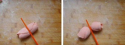 Bột đã ủ đủ, chia bột làm 4 phần bằng nhau.