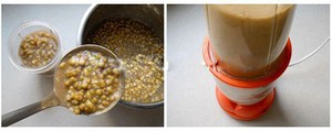 Đậu xanh cho v&agrave;o m&aacute;y xay nhuyễn.