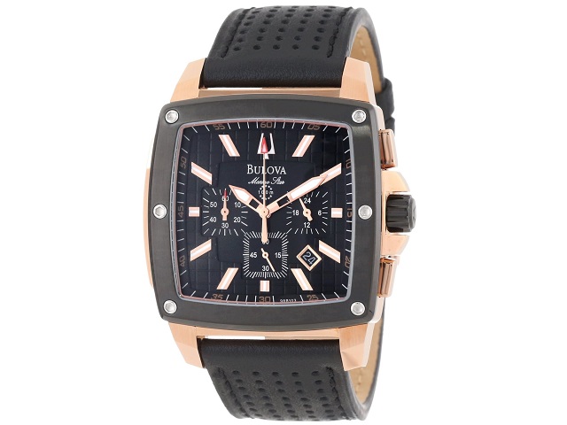 Bulova Men’s 98B103 Marine Star Calendar Watch: Vào năm 1919, Bulova – một thương hiệu thời trang được mọi người kính nể bởi những sản phẩm độc đáo và phong cách lần đầu tiên giới thiệu dòng sản phẩm đồng hồ đeo tay bằng đá quý cho nam giới. Mới đây, hãng này đã cho ra mắt dòng sản phẩm Bulova Men’s 98B103 Marine Star Calendar Watch với hình mặt vuông, màu đen, kết hợp với dây da đen bằng cao su. Ngoài ra, nó có vòng bezel được làm bằng thép không gỉ cùng các tính năng nổi bật như thi kế, chống dô nước và độ chịu nước sâu 330 feet và mặt kính tinh thể khoáng sản. Hiện mẫu đồng hồ này có giá bán chính thức khoảng 4.771.000 đồng. Bulova Men’s 98B103 Marine Star Calendar Watch: Vào năm 1919, Bulova – một thương hiệu thời trang được mọi người kính nể bởi những sản phẩm độc đáo và phong cách lần đầu tiên giới thiệu dòng sản phẩm đồng hồ đeo tay bằng đá quý cho nam giới. Mới đây, hãng này đã cho ra mắt dòng sản phẩm Bulova Men’s 98B103 Marine Star Calendar Watch với hình mặt vuông, màu đen, kết hợp với dây da đen bằng cao su. Ngoài ra, nó có vòng bezel được làm bằng thép không gỉ cùng các tính năng nổi bật như thi kế, chống dô nước và độ chịu nước sâu 330 feet và mặt kính tinh thể khoáng sản. Hiện mẫu đồng hồ này có giá bán chính thức khoảng 4.771.000 đồng.